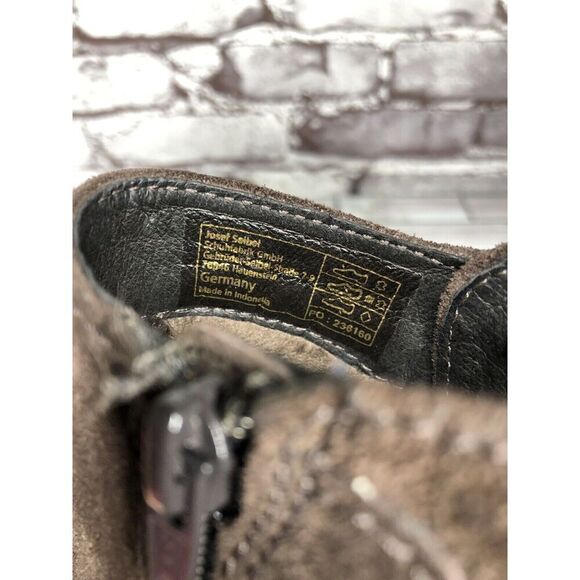 Josef Seibel Brown Suede Leather Side Zip Ankle Booties Heel Boots Women Sz 36EU - Picture 10 of 16